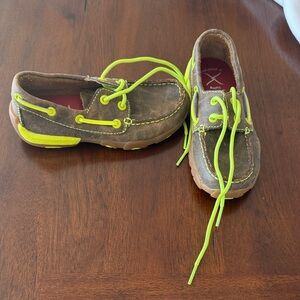 Twisted X Kids Moccasins Brown with Neon Accents